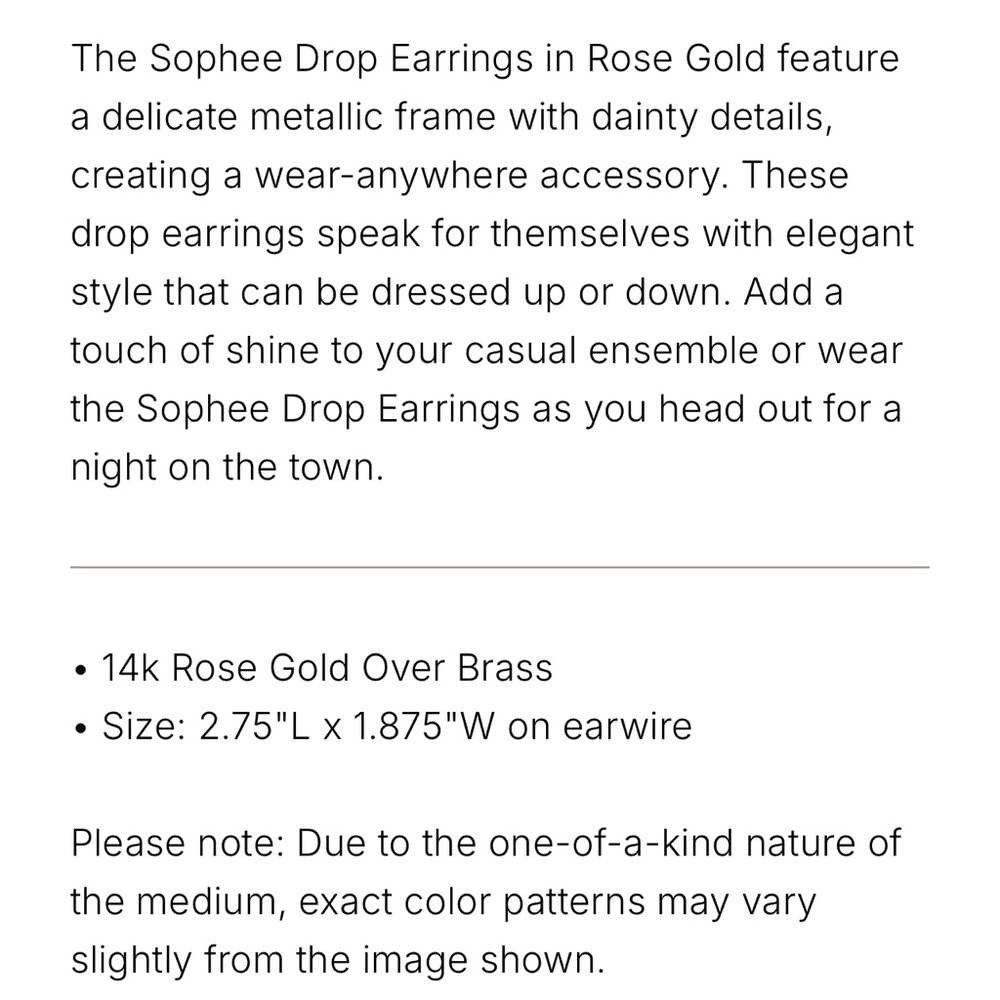 Rose Gold Sophie drop earrings - Picture 7 of 7